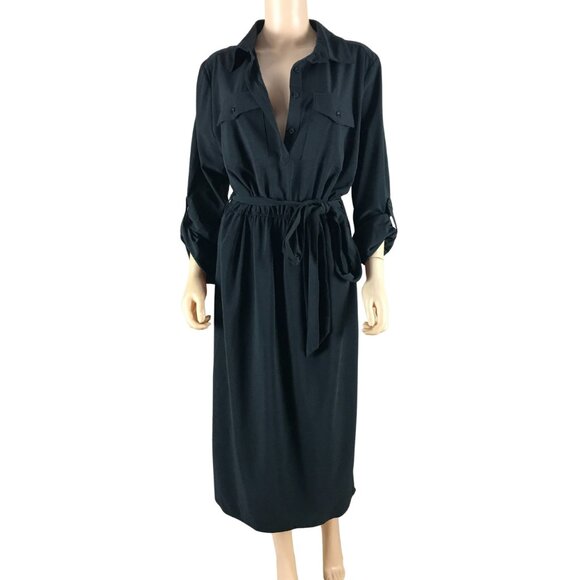 HUTCH Black Belted Midi Shirt Dress Size XL - Picture 3 of 8